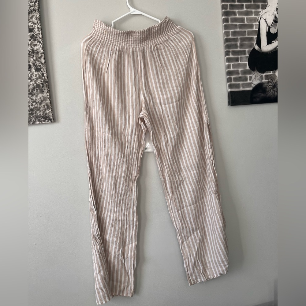 Striped baggy pants.